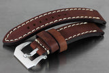 22mm Hand Sew Raw Style Italy Calf Strap - Dark Brown - OBRIS MORGAN TIMEPIECES