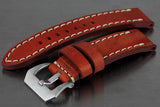 22mm Hand Sew Raw Style Italy Calf Strap - Tan - OBRIS MORGAN TIMEPIECES