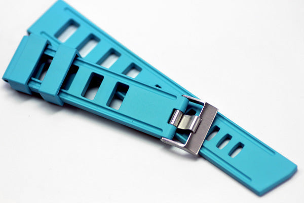22mm Vanilla Scented Natural Rubber Strap - AquaBlue - OBRIS MORGAN TIMEPIECES