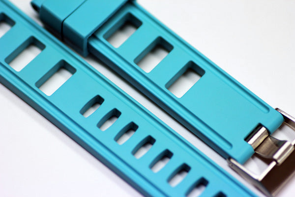 22mm Vanilla Scented Natural Rubber Strap - AquaBlue - OBRIS MORGAN TIMEPIECES