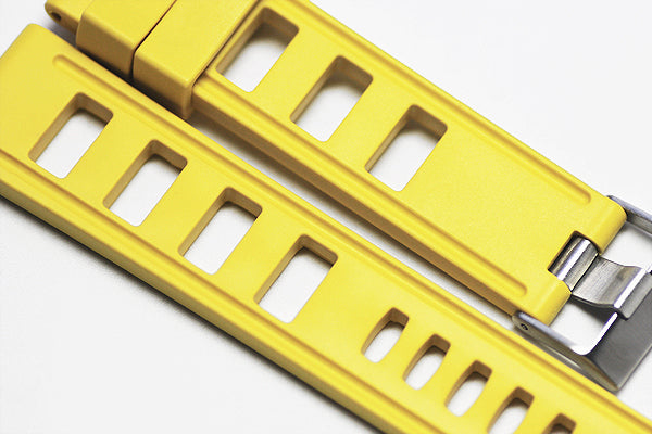 22mm Vanilla Scented Nautural Rubber Strap - Lemon Yellow - OBRIS MORGAN TIMEPIECES