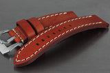 22mm Hand Sew Raw Style Italy Calf Strap - Tan - OBRIS MORGAN TIMEPIECES
