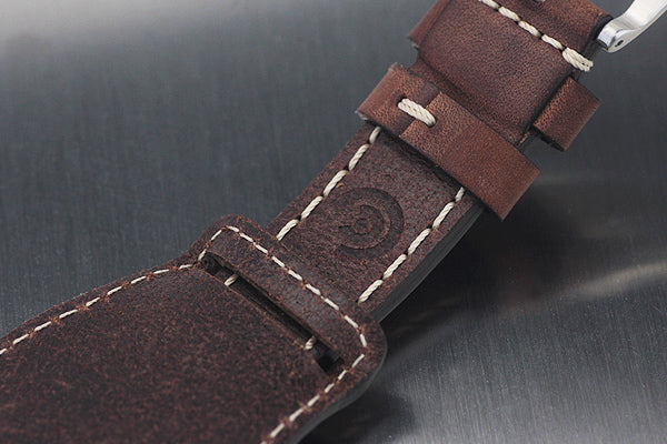 22mm Hand Sew Raw Style Italy Calf Bund Strap - Dark Brown - OBRIS MORGAN TIMEPIECES