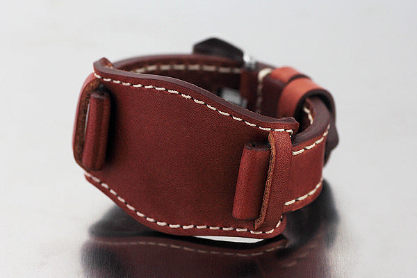 22mm Hand Sew Raw Style Italy Calf Bund Strap - Tan - OBRIS MORGAN TIMEPIECES